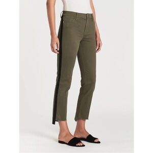 Frame Denim Olive Ankle Jeans with Black Side Stripe